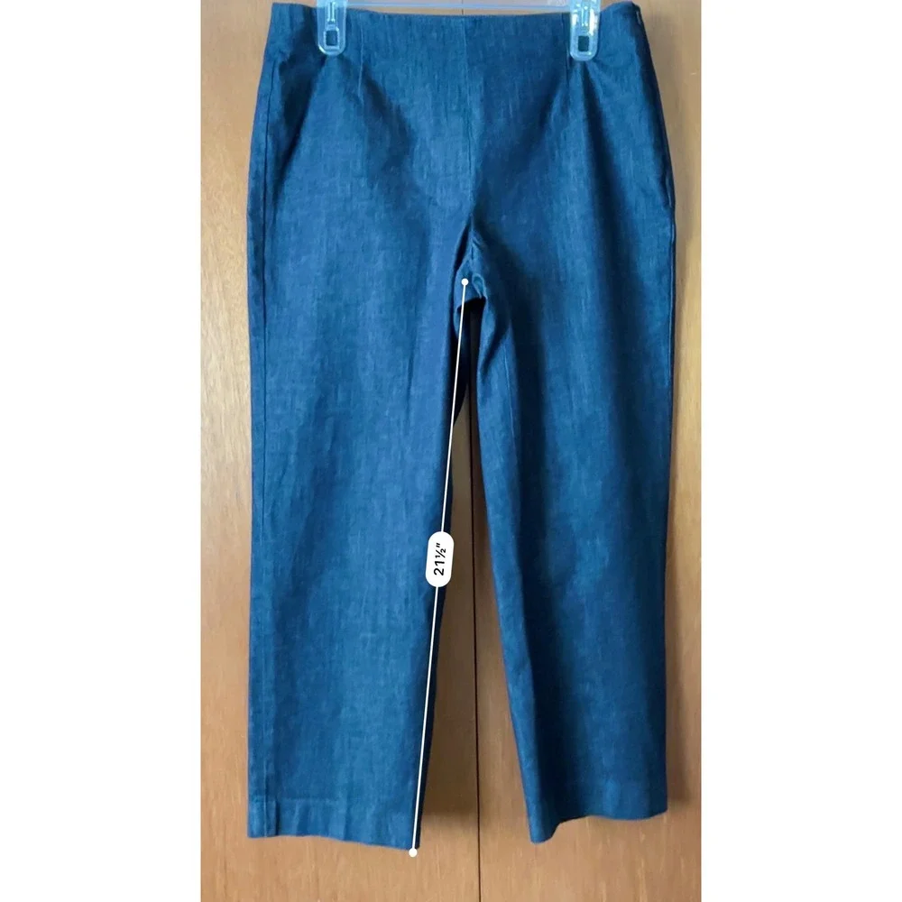 Talbots Petites Womens‎ Stretch Dark Wash Cropped Jeans Capri Pull-Up Sz10